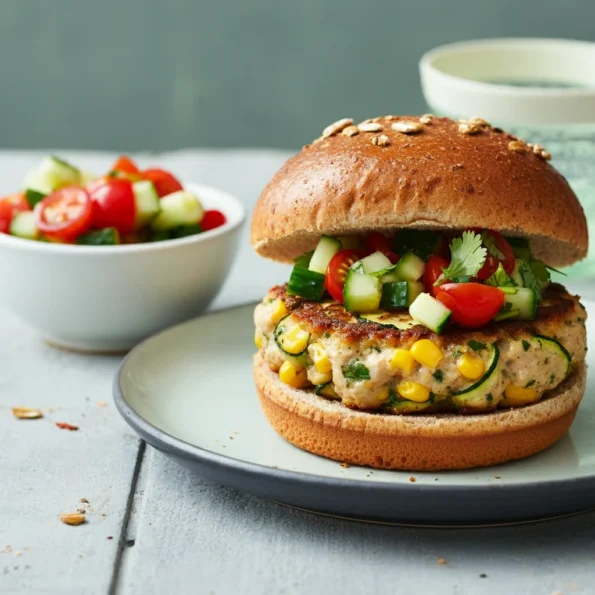 Chicken, Zucchini, and Fresh Corn Burgers