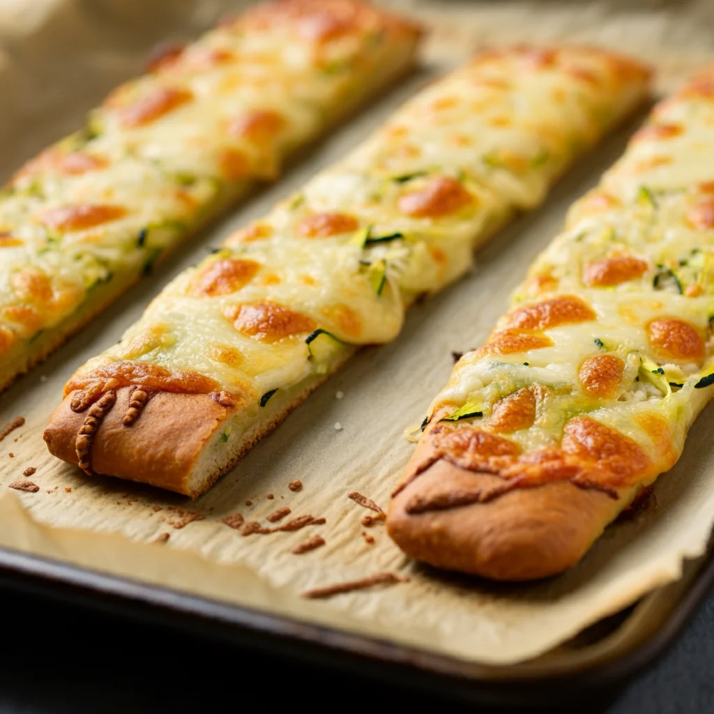 Keto Cheesy Zucchini Breadsticks are a low-carb, cheesy delight made with grated zucchini and a blend of mozzarella and Parmesan.