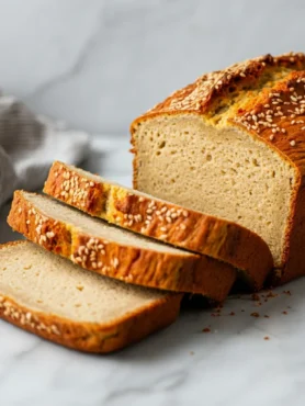 Keto Sweetened Condensed Milk Bread Keto Sweetened Condensed Milk Bread on a marble countertop with sliced pieces beside it.