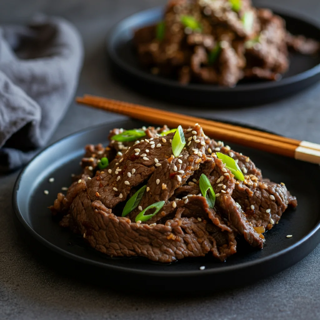 Keto Beef Bulgogi features tender slices of beef marinated in a low-carb sauce made with tamari, sesame oil, erythritol, garlic, and ginger. The beef is stir-fried until caramelized and served over cauliflower rice for a keto-friendly twist. Garnished with green onions and sesame seeds, this dish is packed with savory, slightly sweet flavors without the added sugars. It's a delicious, easy-to-make dinner that’s perfect for keto dieters looking to enjoy a classic Korean dish. The recipe offers a flavorful, satisfying meal that’s both healthy and great for meal prep.