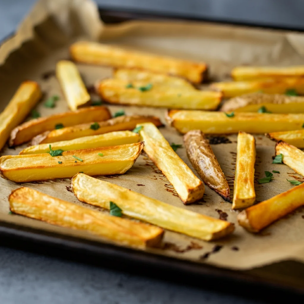 Crispy keto French fries made with low-carb ingredients like almond flour and cheese, served golden brown and perfectly seasoned for a healthy, guilt-free snack or side dish.