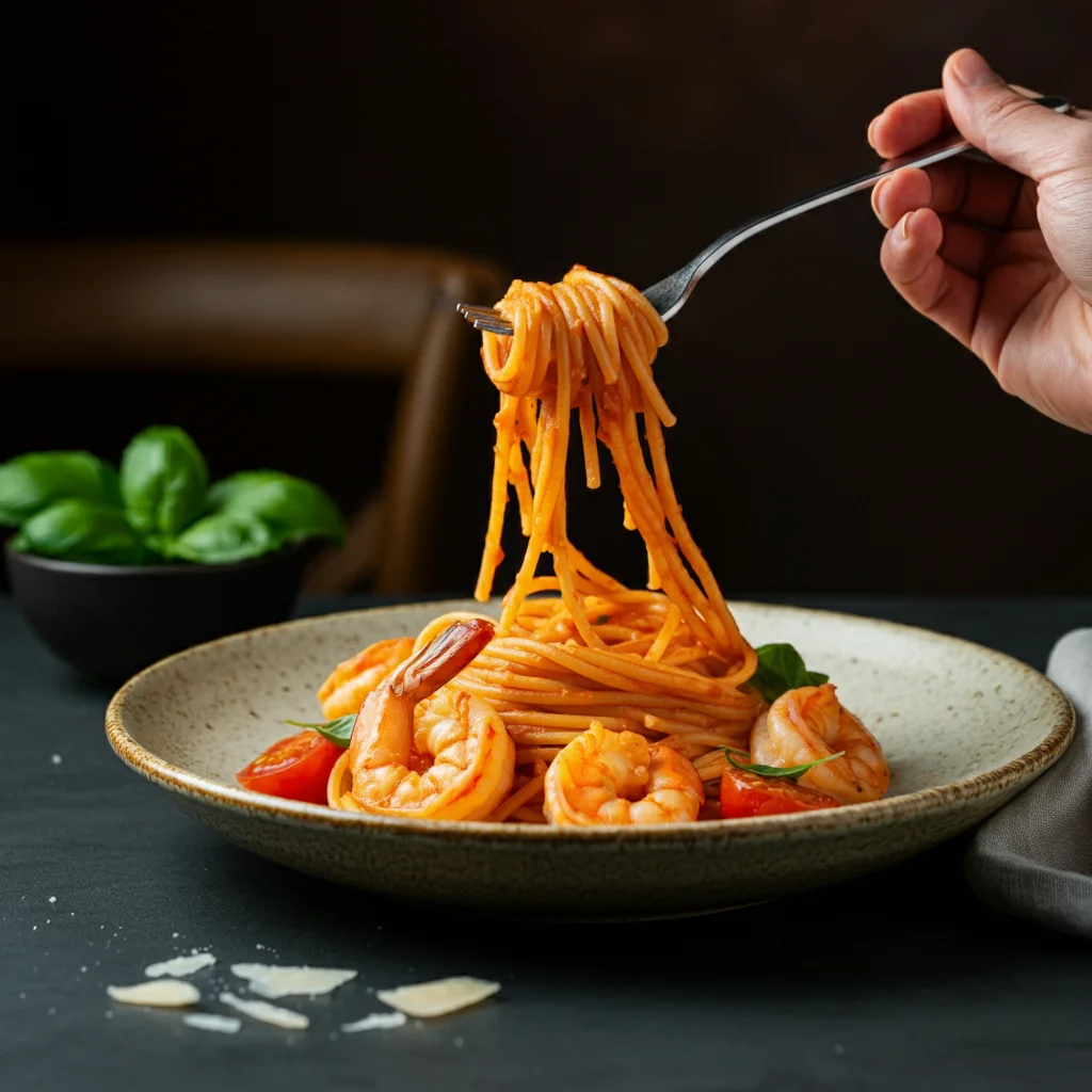 High-Protein Shrimp and Cherry Tomato Pasta