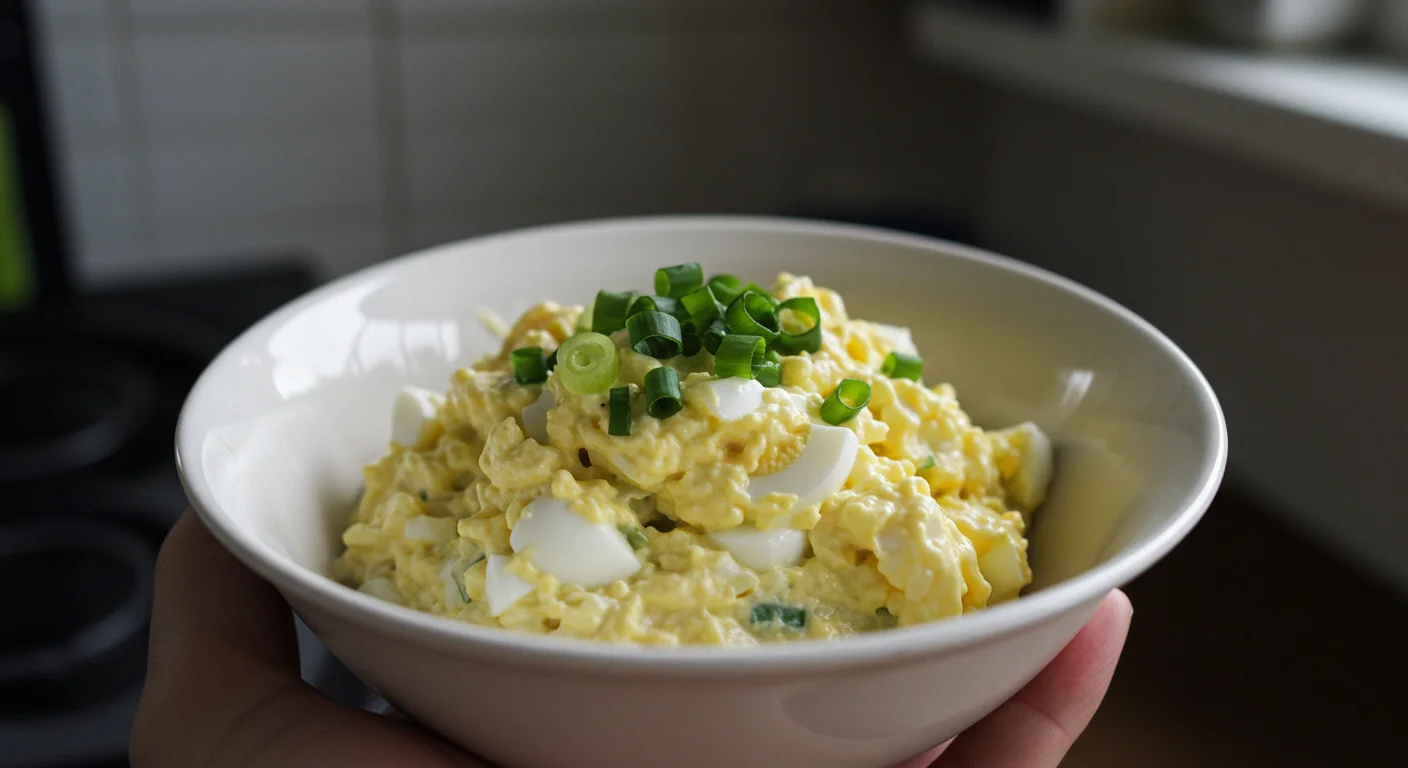 Zero Point WW Egg Salad
Casual mobile photo of creamy Zero Point Egg Salad in a white bowl, garnished with parsley and green onions.