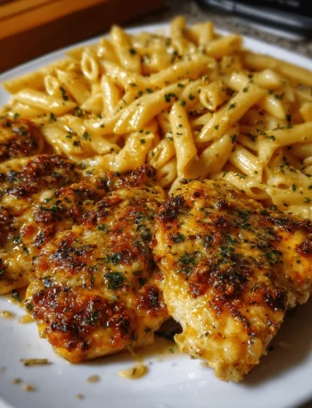 Cheddar Parmesan Garlic Butter Chicken with Creamy Penne Pasta min 1 Blog, High Protein Recipe, Keto Recipes, Low-Carb, Success Stories, WW Recipes