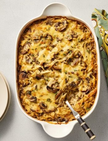 Rotisserie Chicken Mushroom Rice Casserole High Protein Cozy Dinner High Protein Recipe, Recipe