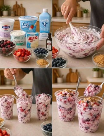 May be an image of fruit and text that says FAGE Tofal fairlife Cool Whip LITE good FATTRES r6Aи ก JELLO High Protein Recipe, Recipe