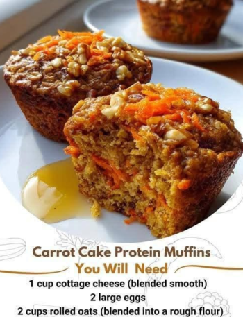 May be an image of text that says Carrot Cake Protein Muffins You Will Need 1 cup cottage cheese blended smooth 2 large eggs 2 cups rolled oats blended into a rough flour High Protein Recipe, Recipe