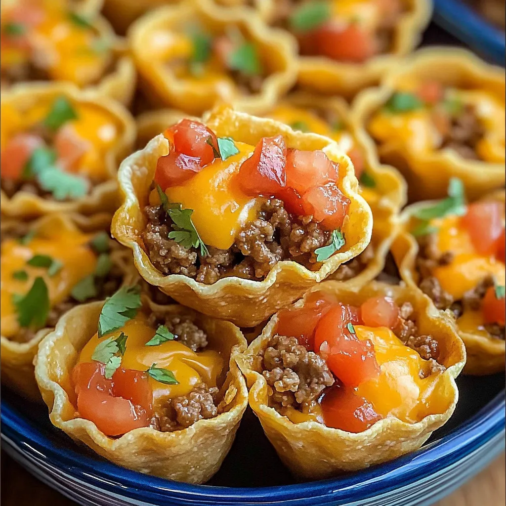 High Protein Taco Ranch Bites fresh from the oven with melted cheddar cheese and crispy golden phyllo shells.