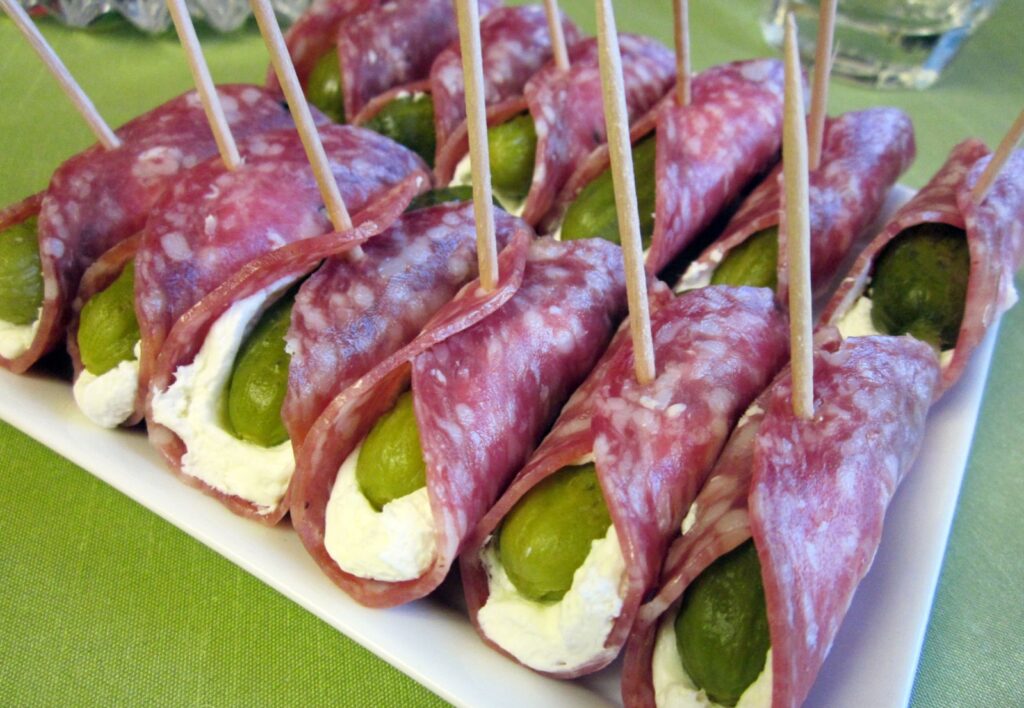 Low Carb Salami Cream Cheese Pickles