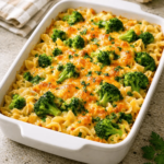 Baked Cheddar Broccoli Noodle Casserole