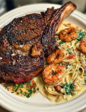 High-Protein Garlic Butter Ribeye with Creamy Cajun Shrimp Pasta