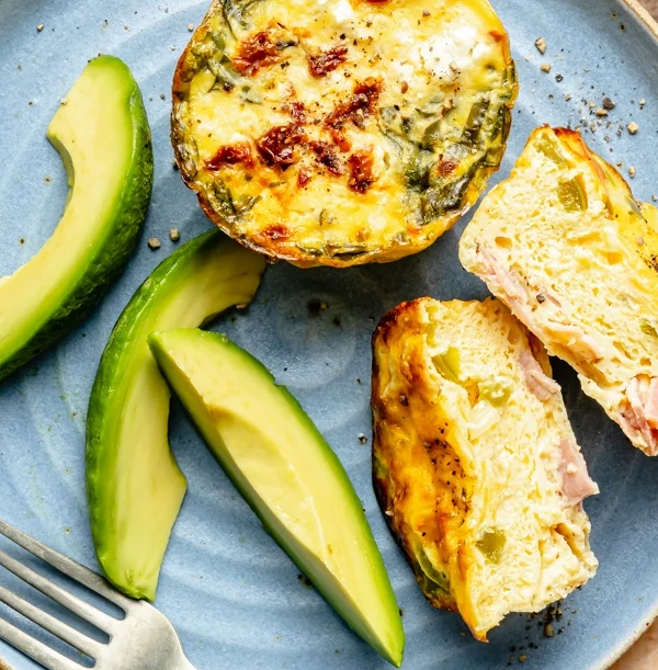 High Protein Chicken Zucchini Feta Egg Bites