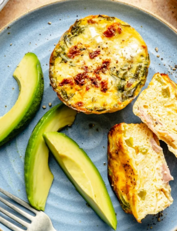 High Protein Chicken Zucchini Feta Egg Bites