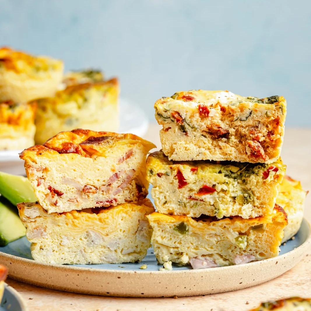 High Protein Chicken Zucchini Feta Egg Bites
