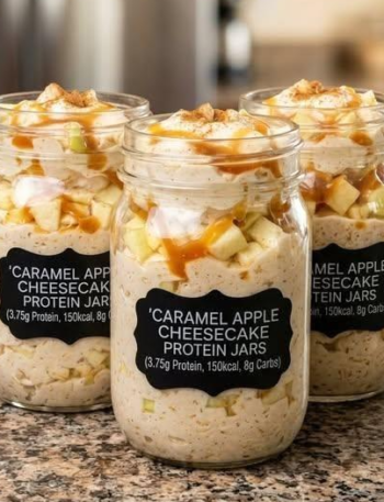 High-Protein Caramel Apple Cheesecake Jars
